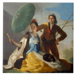 gentleman Holding a Parasol för en spansk Dam Kakelplatta