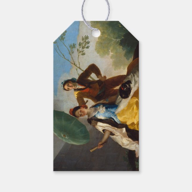 gentleman Holding a Parasol för en spansk Dam Presentetikett (Framsidan)