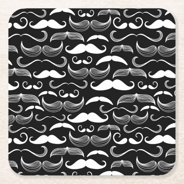 Gentleman klubb. Mustaschmönster Underlägg Papper Kvadrat (Framsidan)