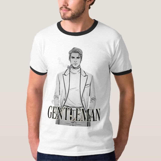 Gentleman Pipe Portrait T Shirt (Framsida)