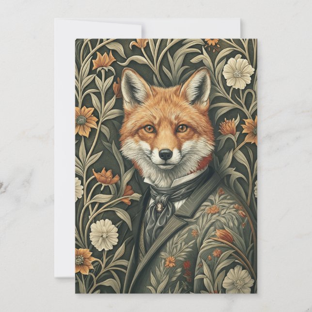 Gentleman Red Fox in Victorian Evening Attire Tack Kort (Framsida)