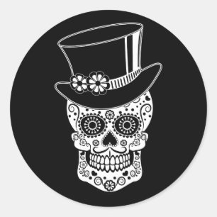 gentleman Sugar Skull Runt Klistermärke