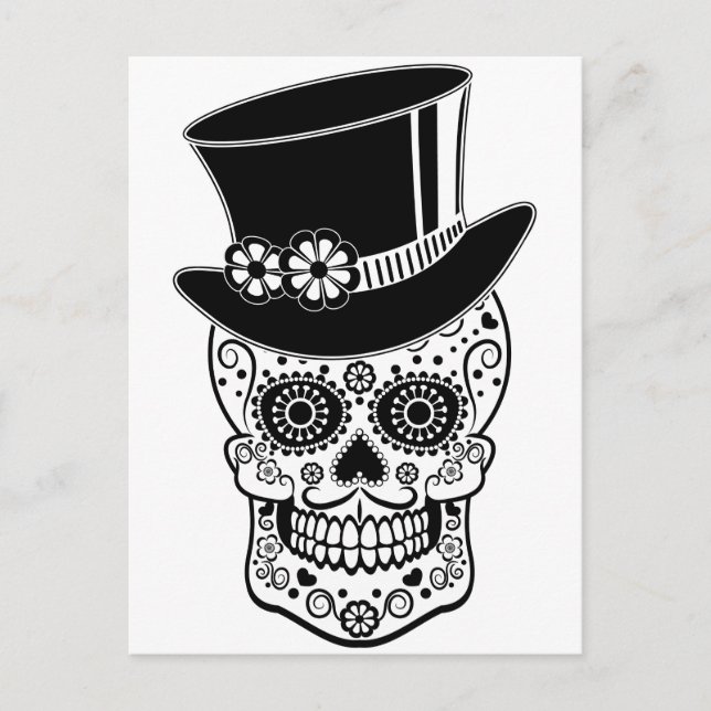 gentleman Sugar Skull Vykort (Framsida)