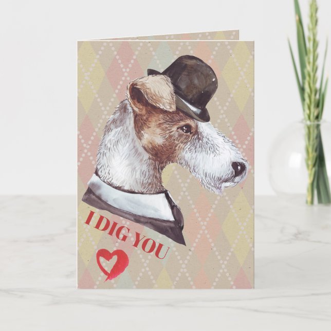 Gentleman Terrier Hund Jag Gillar Dig Helgkort (Framsida)