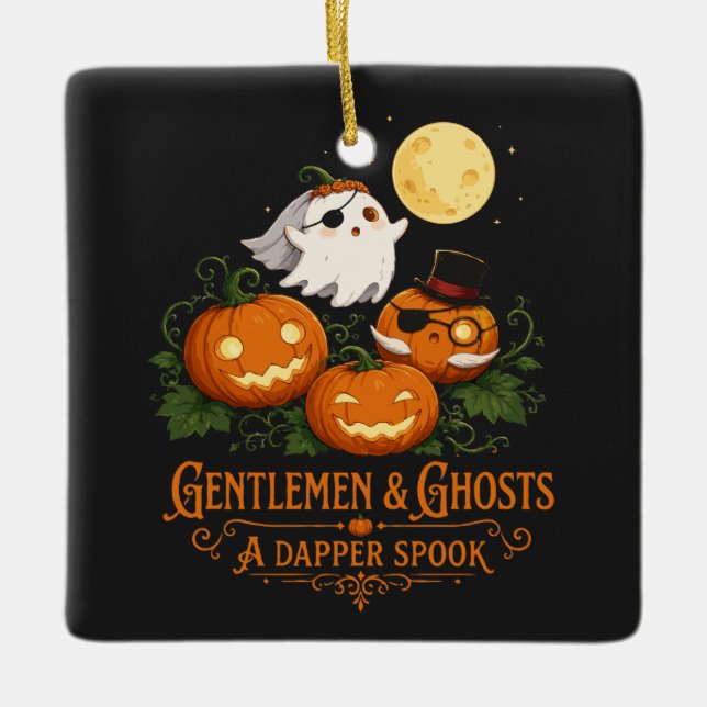 Gentlemen & Ghosts Halloween Julgransprydnad Keramik (Framsida)