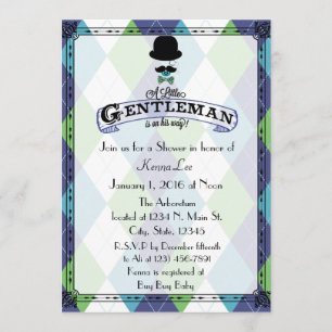 Gentlemen's Baby Shower Argyle Inbjudningar