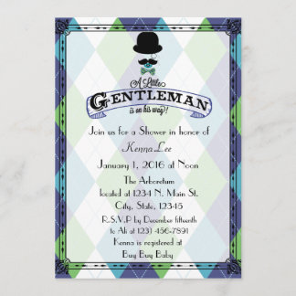 Gentlemen's Baby Shower Argyle Inbjudningar