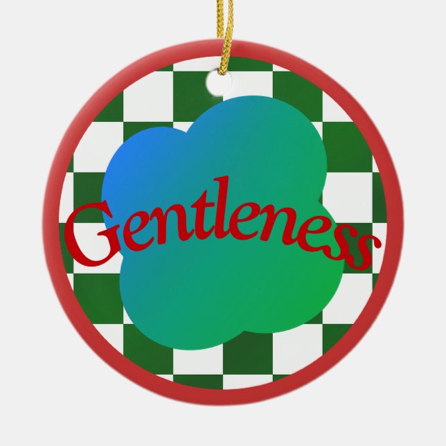 Gentleness Quote Classic Red&Grönt Typography Julgransprydnad Keramik (Framsidan)