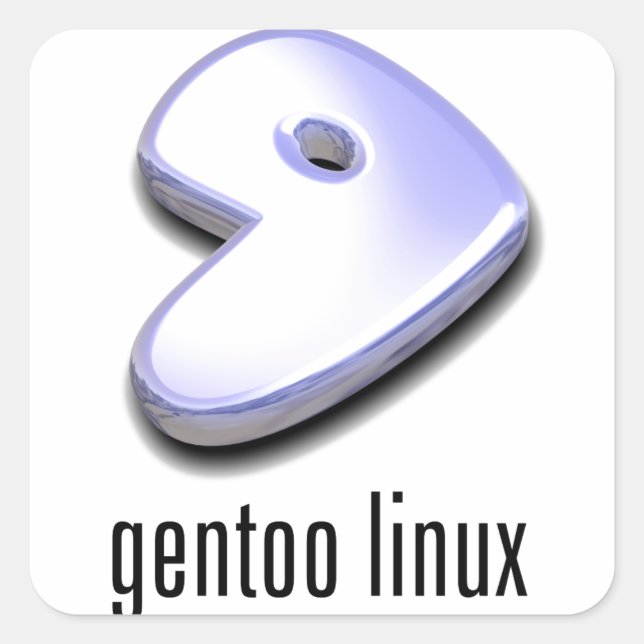 gentoo Linux Logotyp Fyrkantigt Klistermärke (Framsida)
