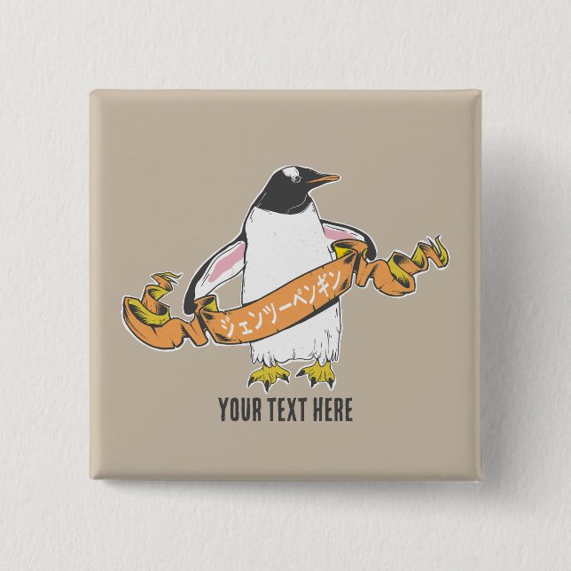 Gentoo penguin Japanskt skrivet Kanji Knapp (Framsida)