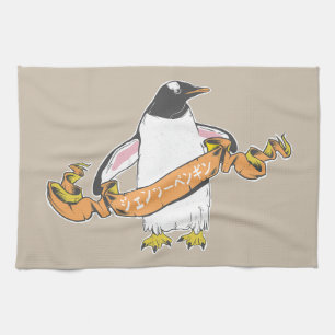Gentoo penguin Japanskt skrivet Kanji Kökshandduk