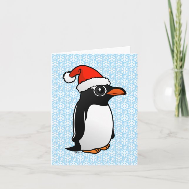 Gentoo Penguin Santa Helgkort (Framsida)