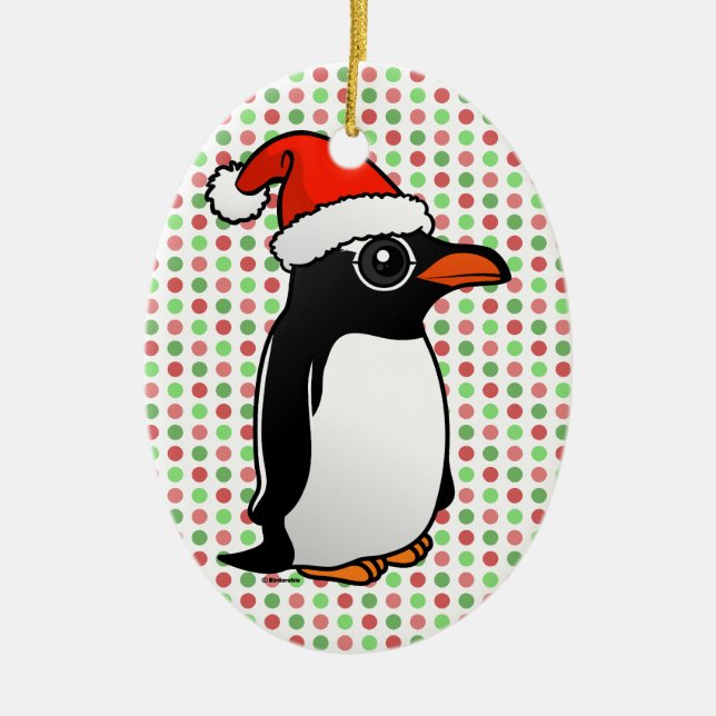 Gentoo Penguin Santa Julgransprydnad Keramik (Framsidan)