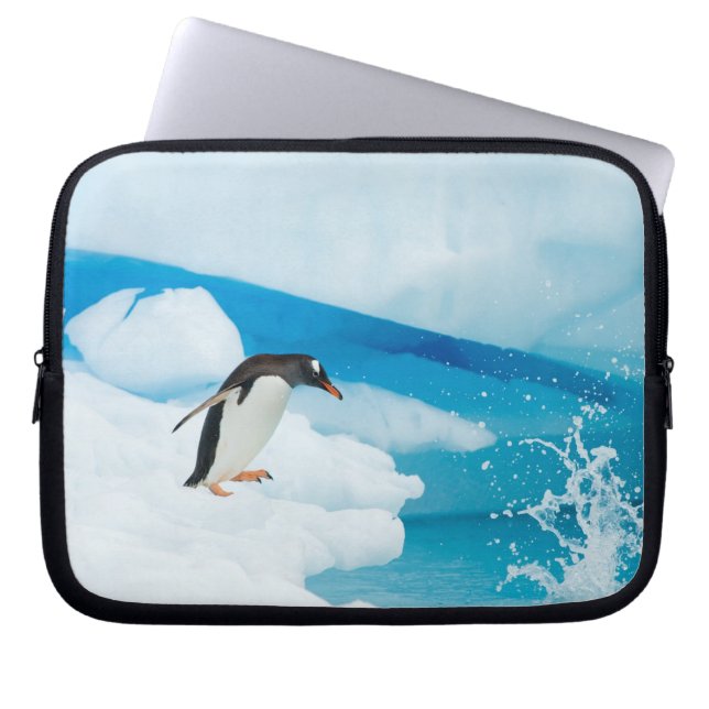 gentoo pingvin, Pygoscelis Papua, hoppar av Laptop Fodral (Framsidan)