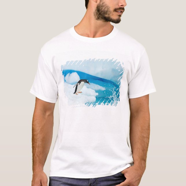 gentoopingvin, Pygoscelis Papua, hoppar av Tee Shirt (Framsida)