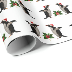 Gentoos och Holly Jul Wrapping Papper Presentpapper