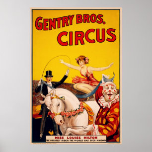 Gentry Bros. Cirkusaffisch ft. Fröcken Louise Poster