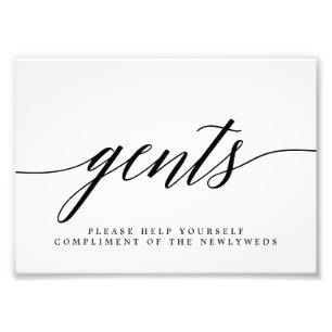 Gents Bröllop Bathroom Sign EDITABLE FÄRG MSC Fototryck