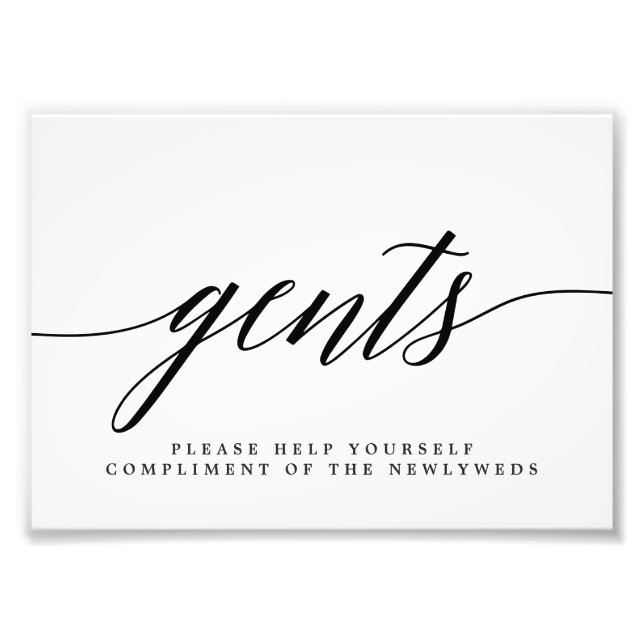 Gents Bröllop Bathroom Sign EDITABLE FÄRG MSC Fototryck (Framsidan)