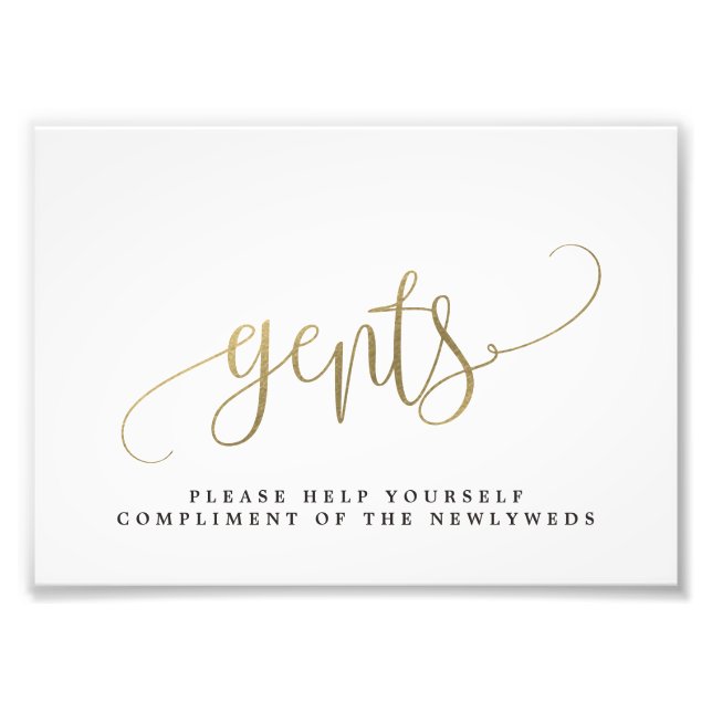 Gents Bröllop Bathroom-tecken Välj Storlek Fototryck (Framsidan)