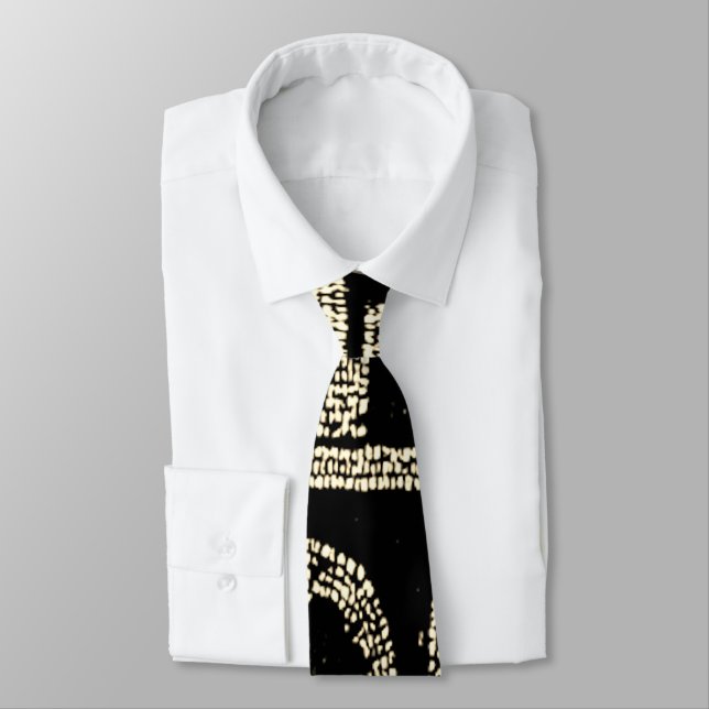 Gents Tie för Black & Cream Abstrakt Mönster Slips (Bunden)