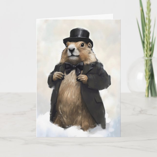 Gentteman Groundhog Funny Helgkort (Framsida)