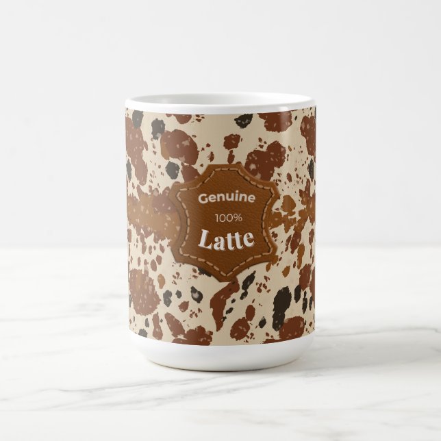 Genuine 100% Latte Cowhide Pattern Mug | Neutral  Kaffemugg (Center)