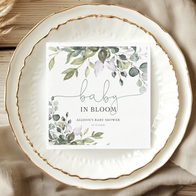 Genusneutralt Baby i Bloom Greenery babydusch Pappersservett (Skapare uppladdad)