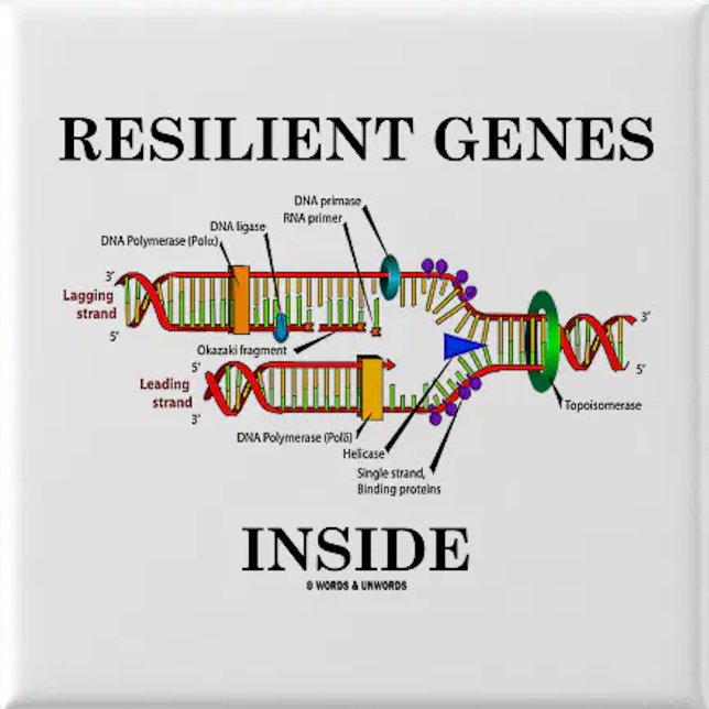 Genuttryck per del av liv (DNA-replicationen) Knapp (Pinback button for any person genetically wired to be resilient)