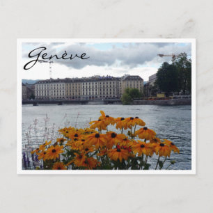 Genva sjö blommigt vykort