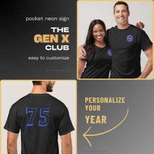 GENX KLUBB Neon Sign med YEAR på baksidan T Shirt