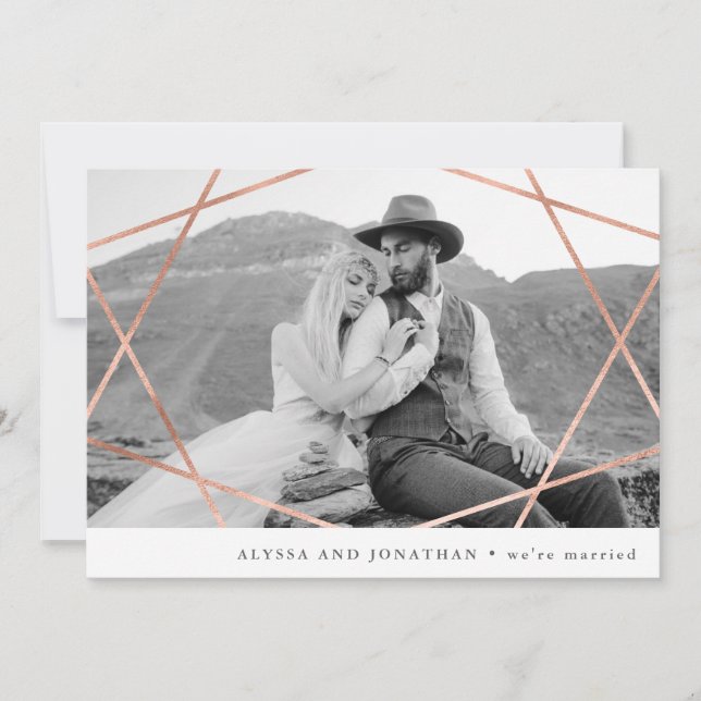 Geo Bröllop | Faux Copper with Photo We are Marrie (Framsida)