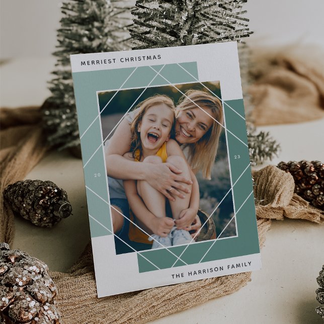 Geo Colorblock Photo Helgdag Card Julkort (Skapare uppladdad)