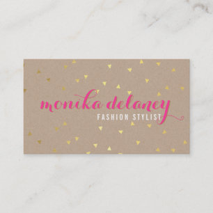 GEO CONFETTI snyggt GULD trendig Kraftig rosa Visitkort