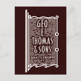 Geo. E. Thomas & Sons Brattleboro VT Logotyp Postc Vykort