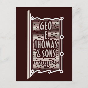 Geo. E. Thomas & Sons Brattleboro VT Logotyp Postc Vykort