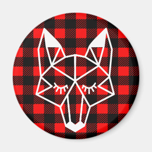 Geo Fox & Rustic Black Red Buffalo Checkpset Magnet