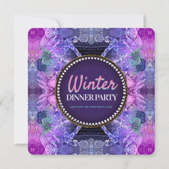 Geo Frills Lila Rosa Födelsedagsfest Dekorationer Inbjudningar (Framsida)