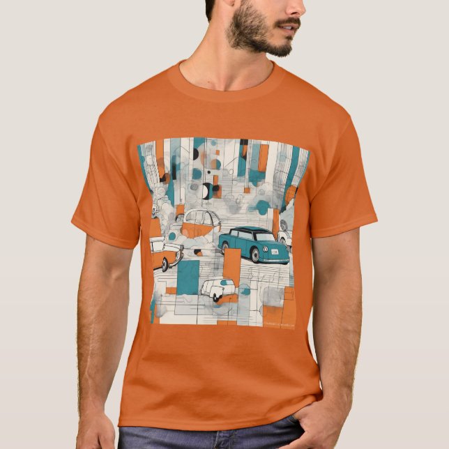 Geo Fusion: Modern grafisk utskrift T-Shirt (Framsida)