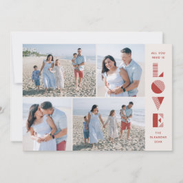 Geo Kärlek 4-Photo Valentine Day Card - Cherry Inbjudningar