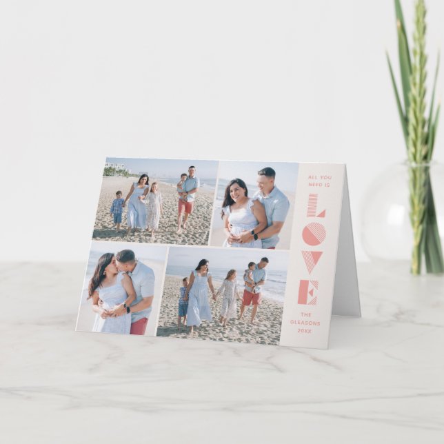 Geo Kärlek 4-Photo Valentine Day Card - lax Meddelande (Framsida)