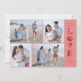 Geo Kärlek 4-Photo Valentine Day Card - Rosa Inbjudningar