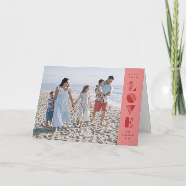 Geo Kärlek Alla hjärtans dagskort - Rosa Meddelande (Framsida)