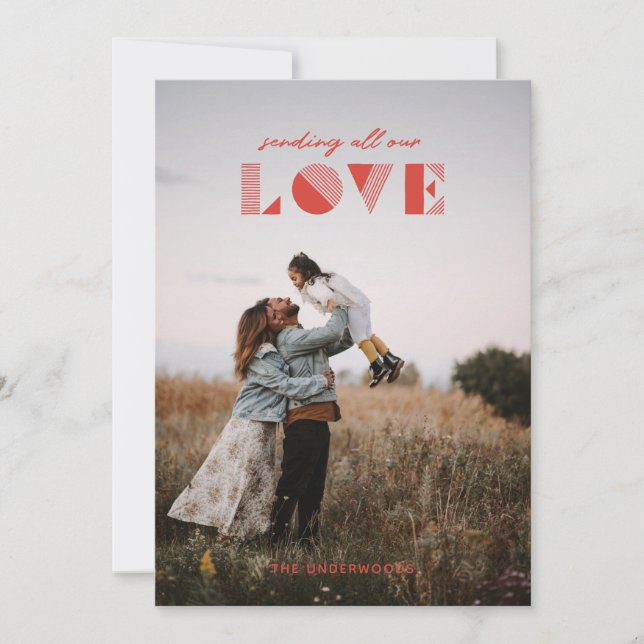 Geo Kärlek Overlay Valentine Day Card - Red Inbjudningar (Framsida)