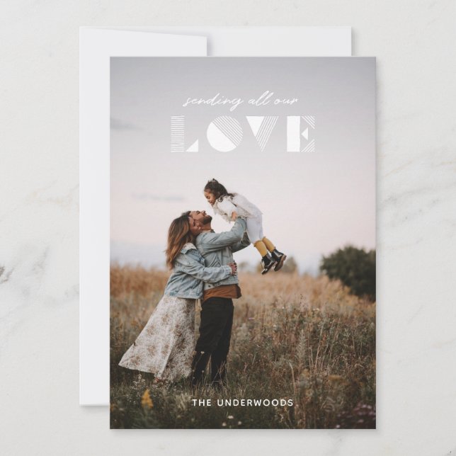 Geo Kärlek Overlay Valentine Day Card - Vit Inbjudningar (Framsida)