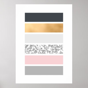 Geo linjer - kritisera guld- marmor och rosor poster