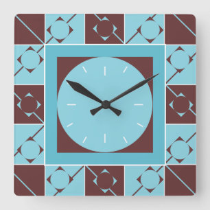 Geo Play Blue/Brown Fyrkantig Klocka