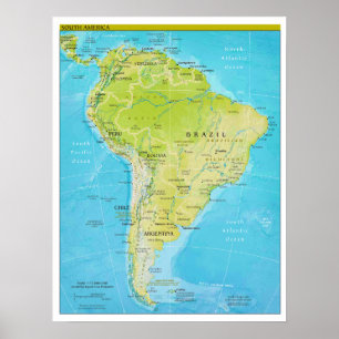 Geo - politisk regional karta av South America Poster