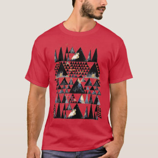 Geo Scandi Black Triangles Guld T Shirt