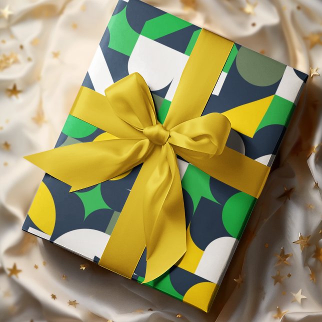 Geo Shape Presentpapper (green bauhaus birthday packing gift wrap,gift wrapping paper,return gift wrap paper,paper gift)